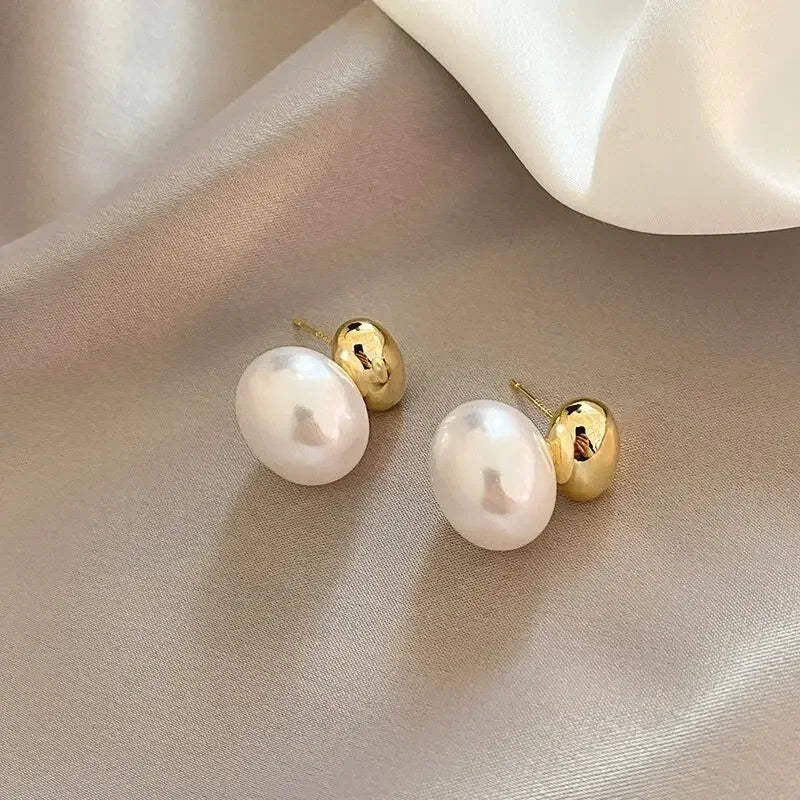 New French Bean Spliced Pearl Earrings