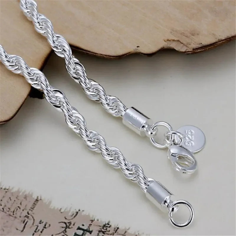 925 Sterling Silver Twisted Rope Bracelets