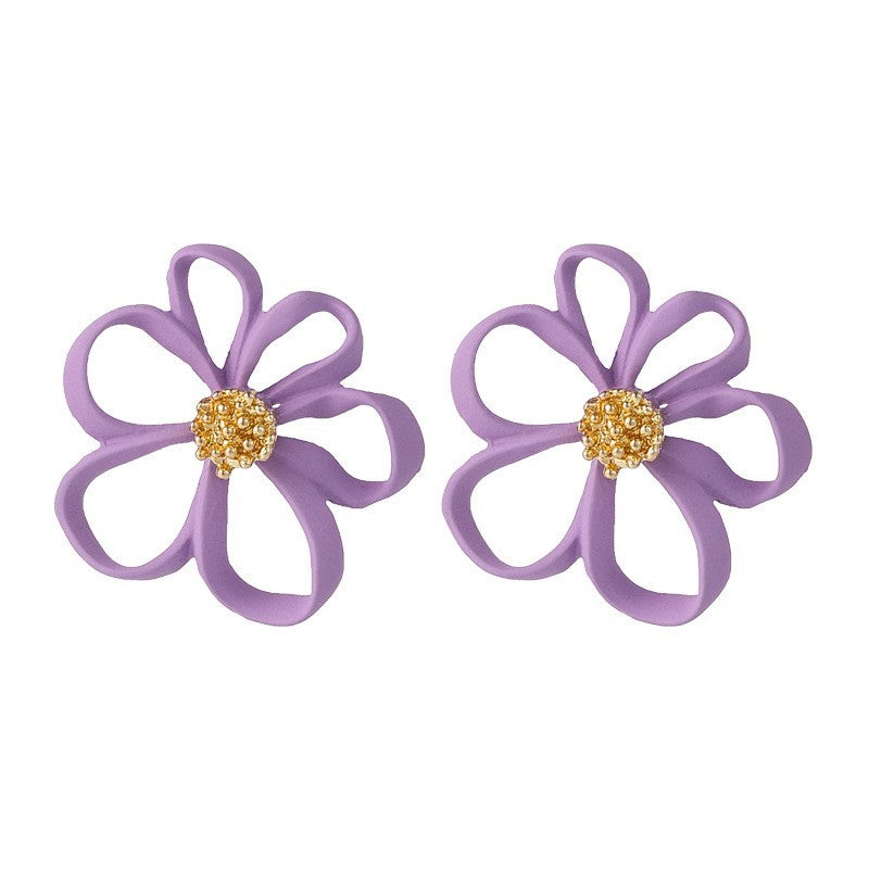 Purple Simple Flower Earrings