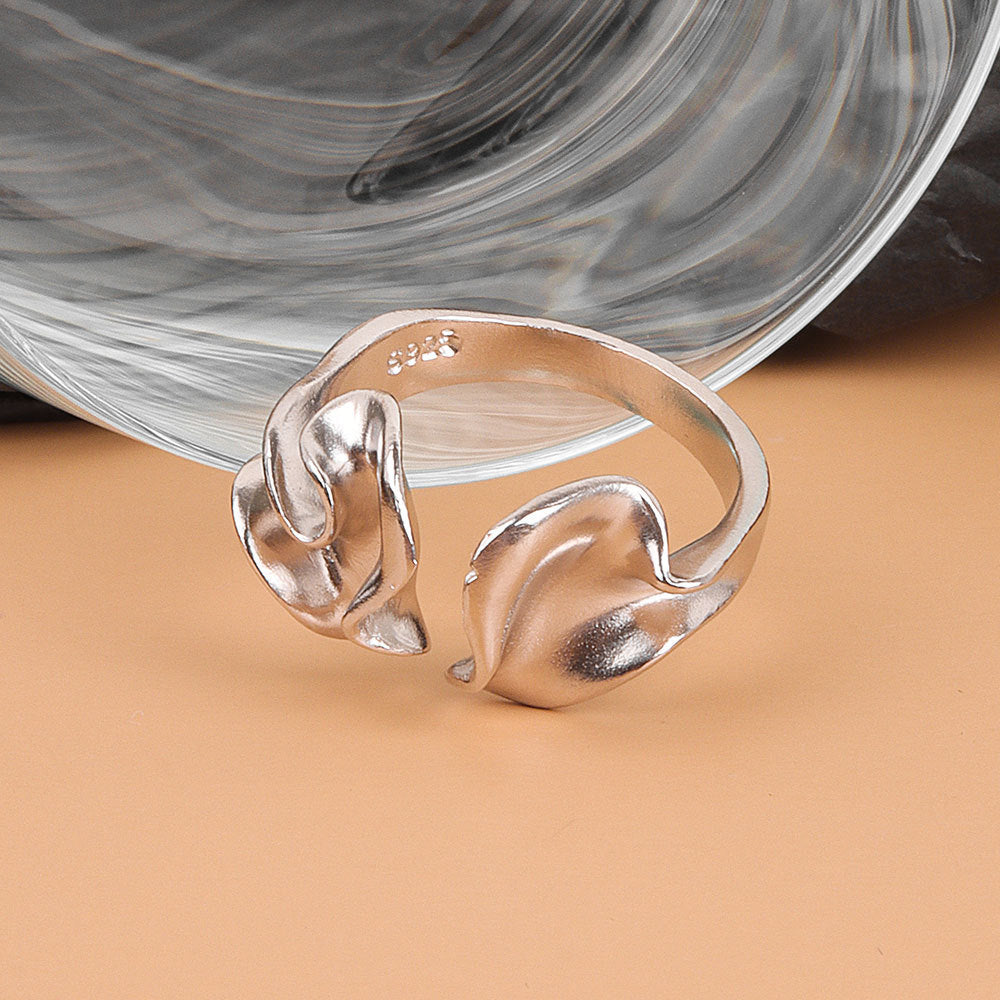 Abstract Wave Pattern Irregular Concave-convex Matte Ring