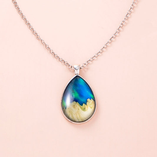 Fashion Aurora Mountains Starry Glass Necklace