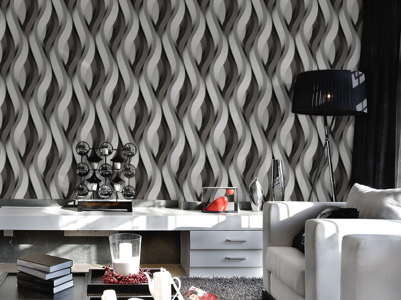 3D Three-dimensional Simple Abstract Wave Pattern PVC Wallpaper