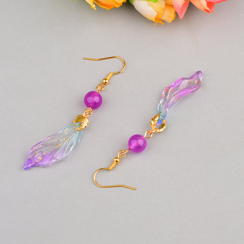 Earrings Vintage Tassel Long Purple