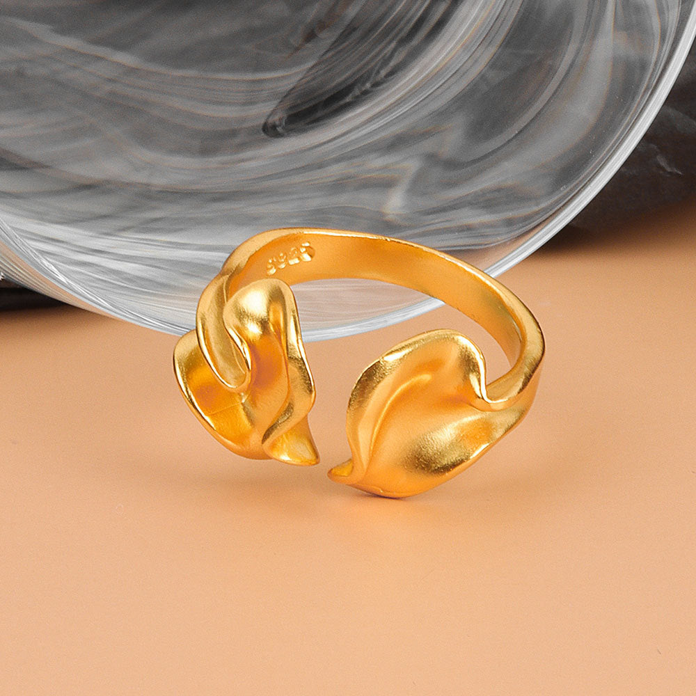 Abstract Wave Pattern Irregular Concave-convex Matte Ring