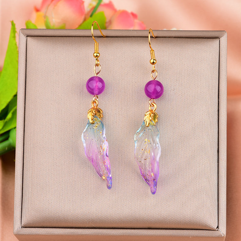 Earrings Vintage Tassel Long Purple